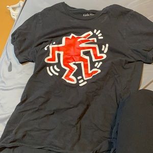 All black short sleeve with red drawing in front